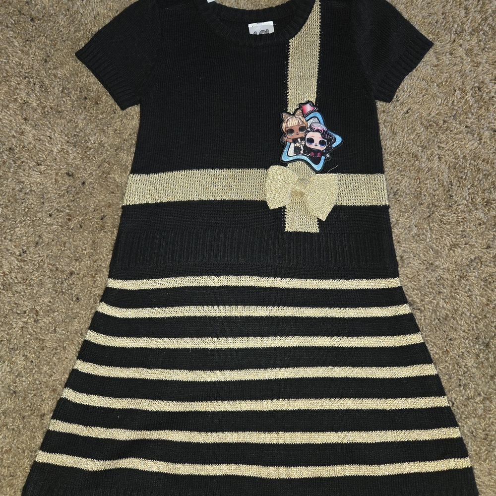 L.O.L. Surprise! Black and Gold Striped Dress